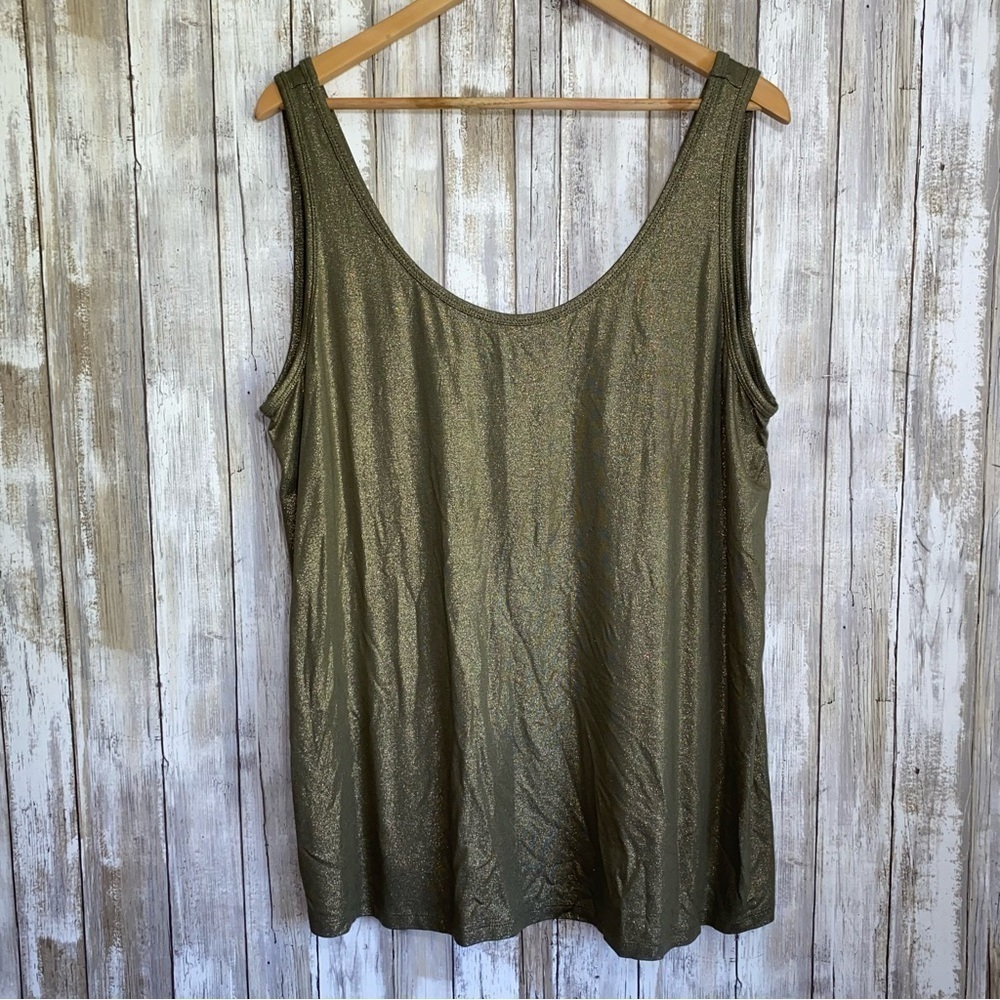 NWT Lane Bryant Gold Metallic Shimmer Tank Top 18/20 Rayon Stretch Plus Size